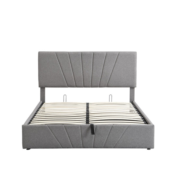 HomeRoots Gray Tufted Faux Leather Queen Bed Frame - Modern, Stylish Upholstered Platform for Ultimate Comfort 592907