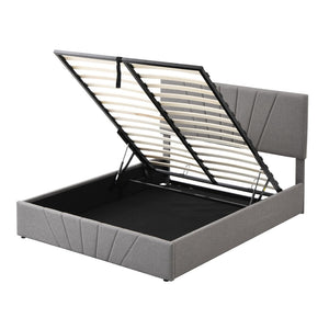HomeRoots Gray Tufted Faux Leather Queen Bed Frame - Modern, Stylish Upholstered Platform for Ultimate Comfort 592907
