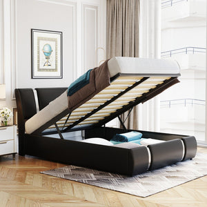 HomeRoots Black Tufted Faux Leather Full Bed Frame - Modern Upholstered Design with Sturdy Support & Comfort 592910