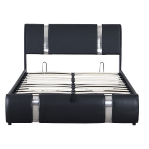 HomeRoots Black Tufted Faux Leather Full Bed Frame - Modern Upholstered Design with Sturdy Support & Comfort 592910