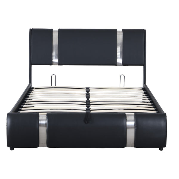 HomeRoots Black Tufted Faux Leather Full Bed Frame - Modern Upholstered Design with Sturdy Support & Comfort 592910