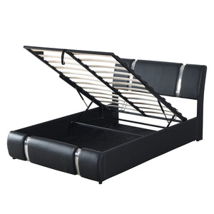 HomeRoots Black Tufted Faux Leather Full Bed Frame - Modern Upholstered Design with Sturdy Support & Comfort 592910