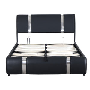 HomeRoots Black Tufted Faux Leather Full Bed Frame - Modern Upholstered Design with Sturdy Support & Comfort 592910