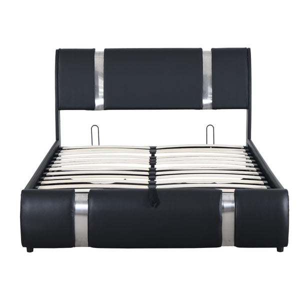 HomeRoots Black Tufted Faux Leather Full Bed Frame - Modern Upholstered Design with Sturdy Support & Comfort 592910