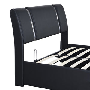 HomeRoots Black Tufted Faux Leather Full Bed Frame - Modern Upholstered Design with Sturdy Support & Comfort 592910