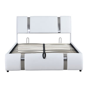 HomeRoots White Tufted Faux Leather Full Bed Frame - Modern Design, Cozy Comfort, Easy Maintenance & Style Upgrade 592911