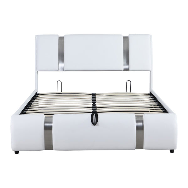 HomeRoots White Tufted Faux Leather Full Bed Frame - Modern Design, Cozy Comfort, Easy Maintenance & Style Upgrade 592911