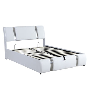HomeRoots White Tufted Faux Leather Full Bed Frame - Modern Design, Cozy Comfort, Easy Maintenance & Style Upgrade 592911