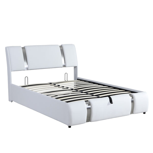 HomeRoots White Tufted Faux Leather Full Bed Frame - Modern Design, Cozy Comfort, Easy Maintenance & Style Upgrade 592911