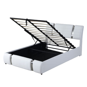 HomeRoots White Tufted Faux Leather Full Bed Frame - Modern Design, Cozy Comfort, Easy Maintenance & Style Upgrade 592911