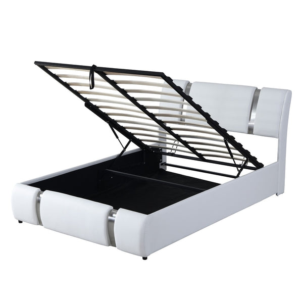 HomeRoots White Tufted Faux Leather Full Bed Frame - Modern Design, Cozy Comfort, Easy Maintenance & Style Upgrade 592911