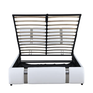 HomeRoots White Tufted Faux Leather Full Bed Frame - Modern Design, Cozy Comfort, Easy Maintenance & Style Upgrade 592911