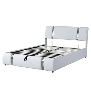 HomeRoots White Tufted Faux Leather Queen Bed Frame - Modern Platform Design for Chic Sleep Sanctuary 592913