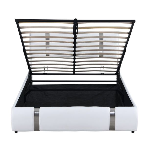 HomeRoots White Tufted Faux Leather Queen Bed Frame - Modern Platform Design for Chic Sleep Sanctuary 592913