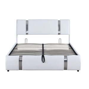 HomeRoots White Tufted Faux Leather Queen Bed Frame - Modern Platform Design for Chic Sleep Sanctuary 592913