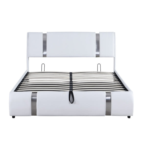 HomeRoots White Tufted Faux Leather Queen Bed Frame - Modern Platform Design for Chic Sleep Sanctuary 592913