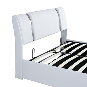 HomeRoots White Tufted Faux Leather Queen Bed Frame - Modern Platform Design for Chic Sleep Sanctuary 592913