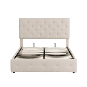 HomeRoots Beige Tufted Faux Leather Full Bed Frame - Stylish Modern Design with Comfort & Durability for Your Bedroom 592914