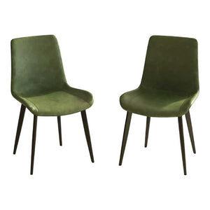 English Elm Dining Chairs Set of Two Faux Leather Upholstered Seats with Sleek Metal Legs Modern W3316P426953