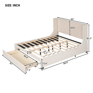 HomeRoots Beige Tufted Velvet Queen Bed Frame - Luxurious Upholstered Design for Modern Bedrooms & Comfort 592918