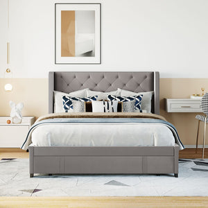 HomeRoots Gray Tufted Velvet Queen Bed Frame – Stylish, Durable Design with Cozy Comfort & Modern Elegance 592920
