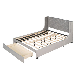 HomeRoots Gray Tufted Velvet Queen Bed Frame – Stylish, Durable Design with Cozy Comfort & Modern Elegance 592920