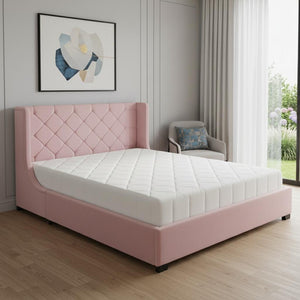 HomeRoots Pink Tufted Velvet Queen Bed Frame - Luxurious Upholstered Platform Design with Chic Modern Style 592921