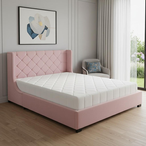 HomeRoots Pink Tufted Velvet Queen Bed Frame - Luxurious Upholstered Platform Design with Chic Modern Style 592921