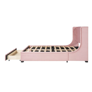 HomeRoots Pink Tufted Velvet Queen Bed Frame - Luxurious Upholstered Platform Design with Chic Modern Style 592921