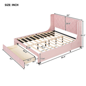 HomeRoots Pink Tufted Velvet Queen Bed Frame - Luxurious Upholstered Platform Design with Chic Modern Style 592921