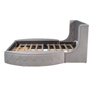 HomeRoots Gray Tufted Velvet Queen Bed Frame – Modern Upholstered Design for Luxurious Comfort & Style 592924