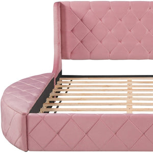 HomeRoots Pink Tufted Velvet Queen Bed Frame - Modern Glam Design with Plush Comfort for Stylish Bedrooms 592925