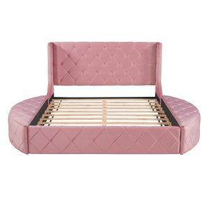 HomeRoots Pink Tufted Velvet Queen Bed Frame - Modern Glam Design with Plush Comfort for Stylish Bedrooms 592925