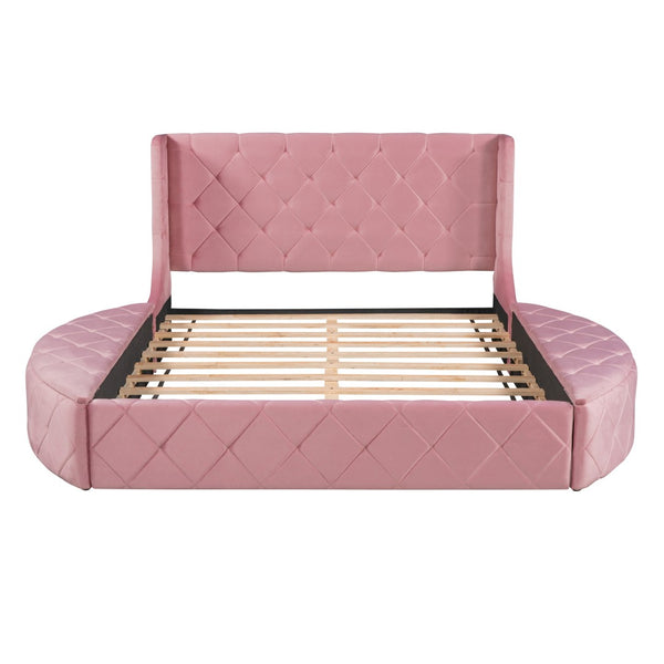 HomeRoots Pink Tufted Velvet Queen Bed Frame - Modern Glam Design with Plush Comfort for Stylish Bedrooms 592925