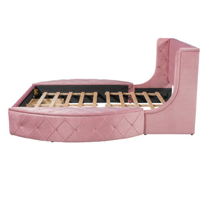 HomeRoots Pink Tufted Velvet Queen Bed Frame - Modern Glam Design with Plush Comfort for Stylish Bedrooms 592925