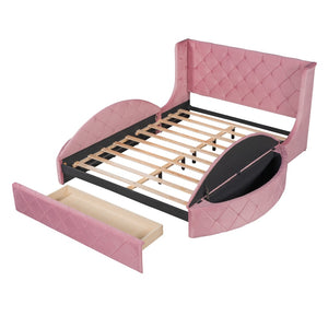 HomeRoots Pink Tufted Velvet Queen Bed Frame - Modern Glam Design with Plush Comfort for Stylish Bedrooms 592925