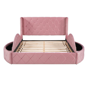 HomeRoots Pink Tufted Velvet Queen Bed Frame - Modern Glam Design with Plush Comfort for Stylish Bedrooms 592925