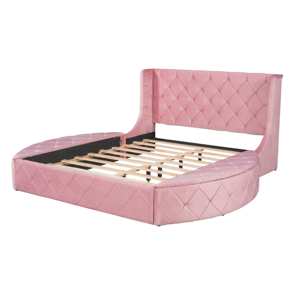 HomeRoots Pink Tufted Velvet Queen Bed Frame - Modern Glam Design with Plush Comfort for Stylish Bedrooms 592925