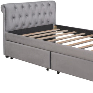 HomeRoots Gray Tufted Faux Leather Day Bed - Stylish Twin Seating & Sleeping Solution for Any Room Decor. 592927