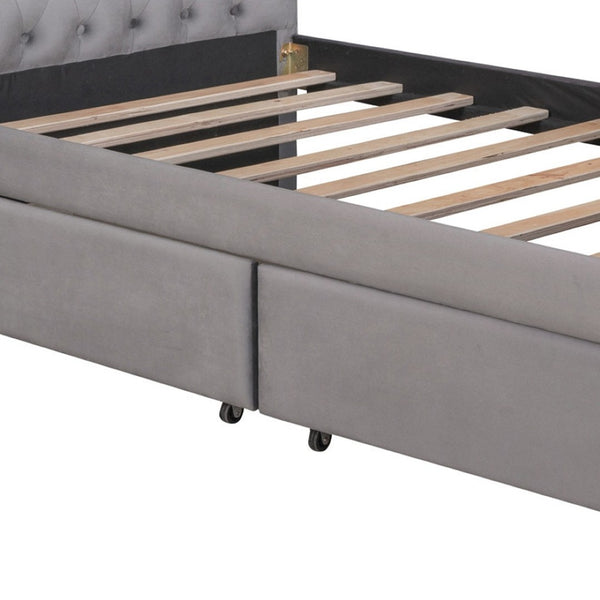 HomeRoots Gray Tufted Faux Leather Day Bed - Stylish Twin Seating & Sleeping Solution for Any Room Decor. 592927