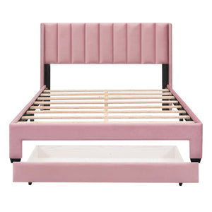 HomeRoots Pink Tufted Velvet Queen Bed Frame - Stylish Upholstered Centerpiece for Modern Bedrooms & Comfort 592928