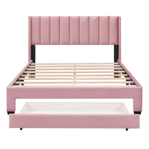 HomeRoots Pink Tufted Velvet Queen Bed Frame - Stylish Upholstered Centerpiece for Modern Bedrooms & Comfort 592928