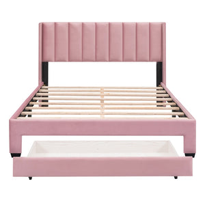 HomeRoots Pink Tufted Velvet Queen Bed Frame - Stylish Upholstered Centerpiece for Modern Bedrooms & Comfort 592928