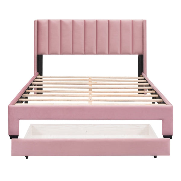 HomeRoots Pink Tufted Velvet Queen Bed Frame - Stylish Upholstered Centerpiece for Modern Bedrooms & Comfort 592928