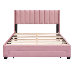 HomeRoots Pink Tufted Velvet Queen Bed Frame - Stylish Upholstered Centerpiece for Modern Bedrooms & Comfort 592928