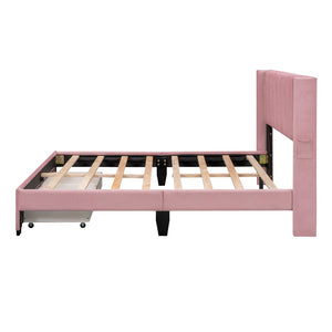 HomeRoots Pink Tufted Velvet Queen Bed Frame - Stylish Upholstered Centerpiece for Modern Bedrooms & Comfort 592928