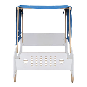 HomeRoots White Wood Twin Car Bed - Playful Design, Sturdy Construction & Modern Style for Kids' Bedrooms! 592929