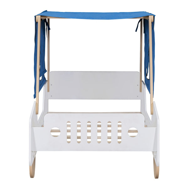 HomeRoots White Wood Twin Car Bed - Playful Design, Sturdy Construction & Modern Style for Kids' Bedrooms! 592929