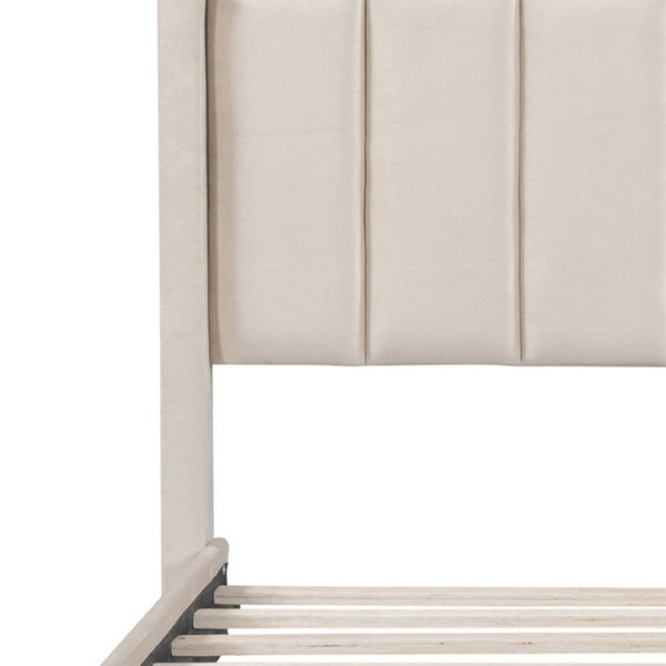 HomeRoots Beige Tufted Velvet Full Bed Frame with Storage Drawer - Elegant Design for Modern Bedrooms 592930