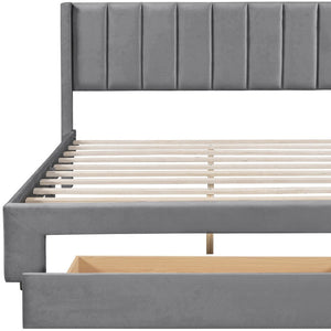 HomeRoots Gray Tufted Velvet Upholstered Queen Bed Frame - Stylish, Durable Design for Ultimate Comfort and Elegance 592934